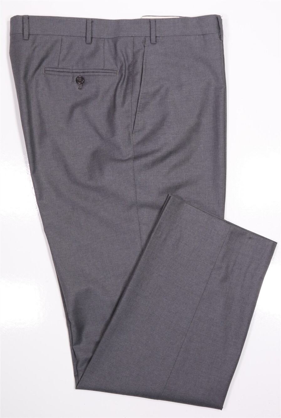 Canali Exclusive Solid Gray Super 150's Wool Flat Front Dress Pants 38x31